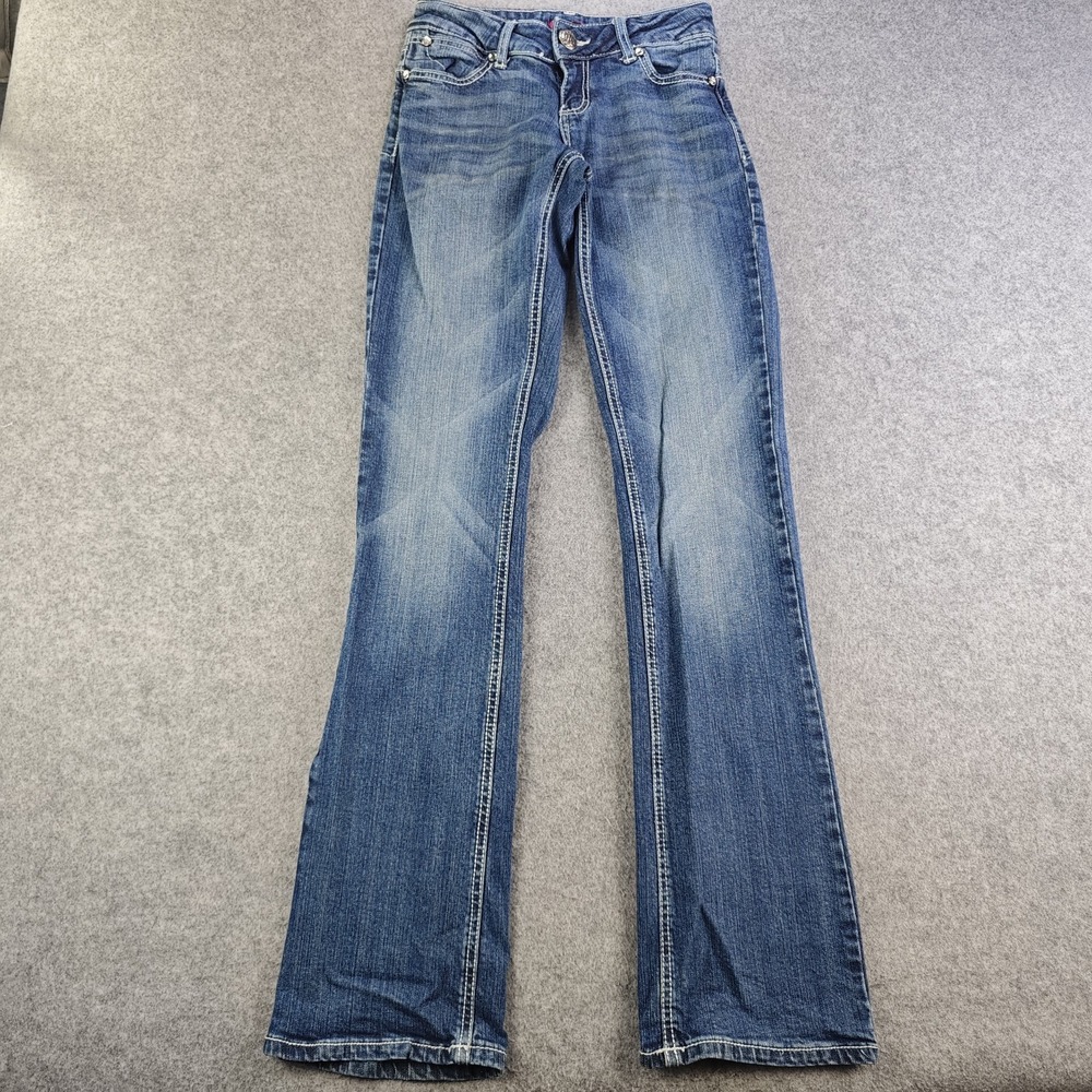 Wrangler Bootcut Jeans Women's 26x34 Blue Dark Wash Low Rise Denim Embroidered